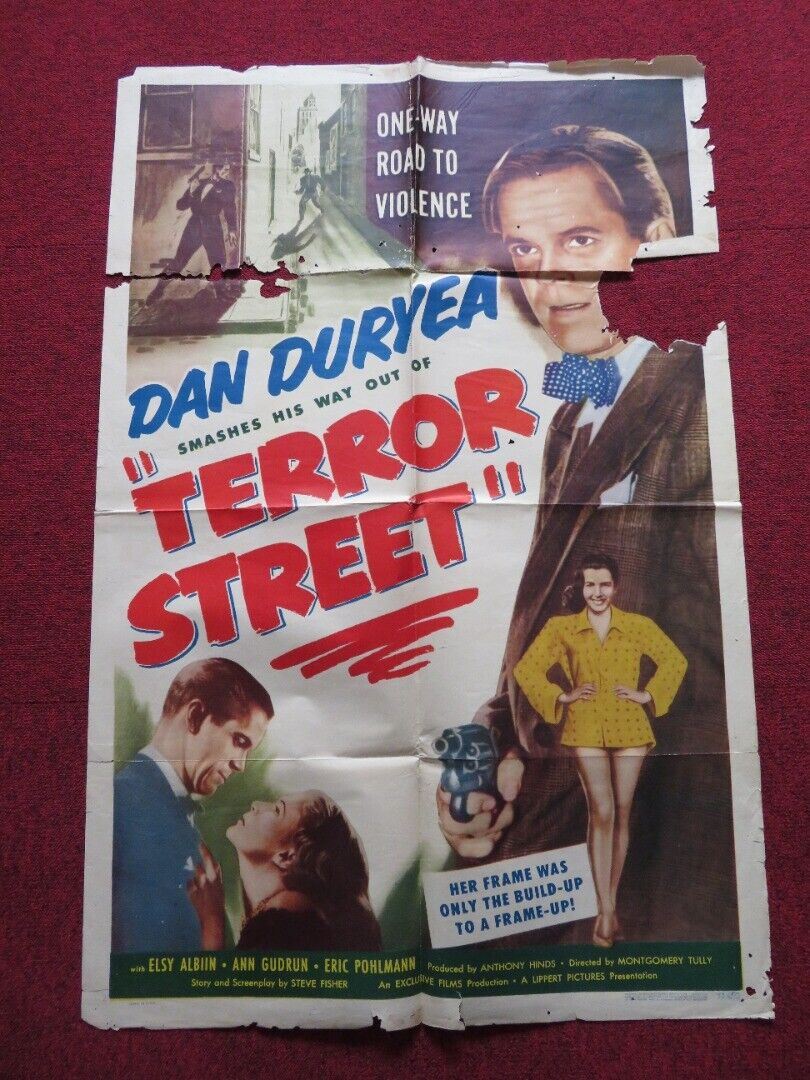 TERROR STREET FOLDED US ONE SHEET POSTER DAN DURYEA ELSIE ALBIIN - Rendezvous Cinema