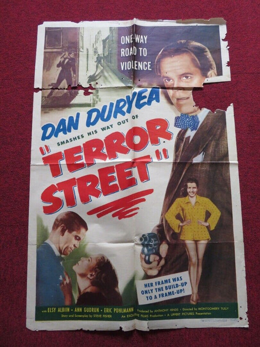 TERROR STREET FOLDED US ONE SHEET POSTER DAN DURYEA ELSIE ALBIIN - Rendezvous Cinema