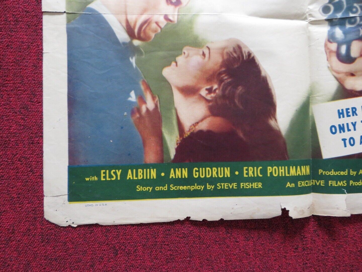 TERROR STREET FOLDED US ONE SHEET POSTER DAN DURYEA ELSIE ALBIIN - Rendezvous Cinema