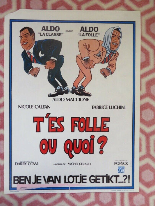 T'ES FOLLE OU QUOI BELGIUM (19.5"x14.5") POSTER ALDO MACCIONE NICOLE CALFAN 1982 Movie posters