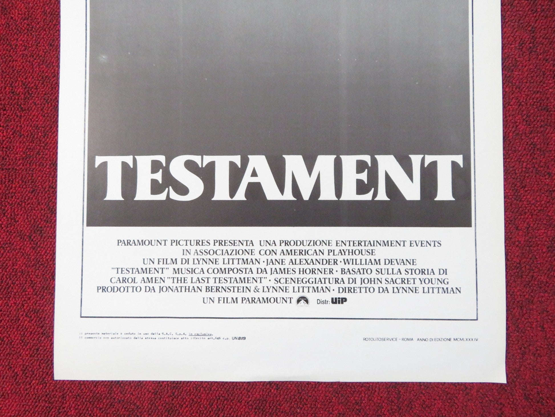 TESTAMENT ITALIAN LOCANDINA POSTER JANE ALEXANDER WILLIAM DEVANE 1984 Rendezvous Cinema Movie posters