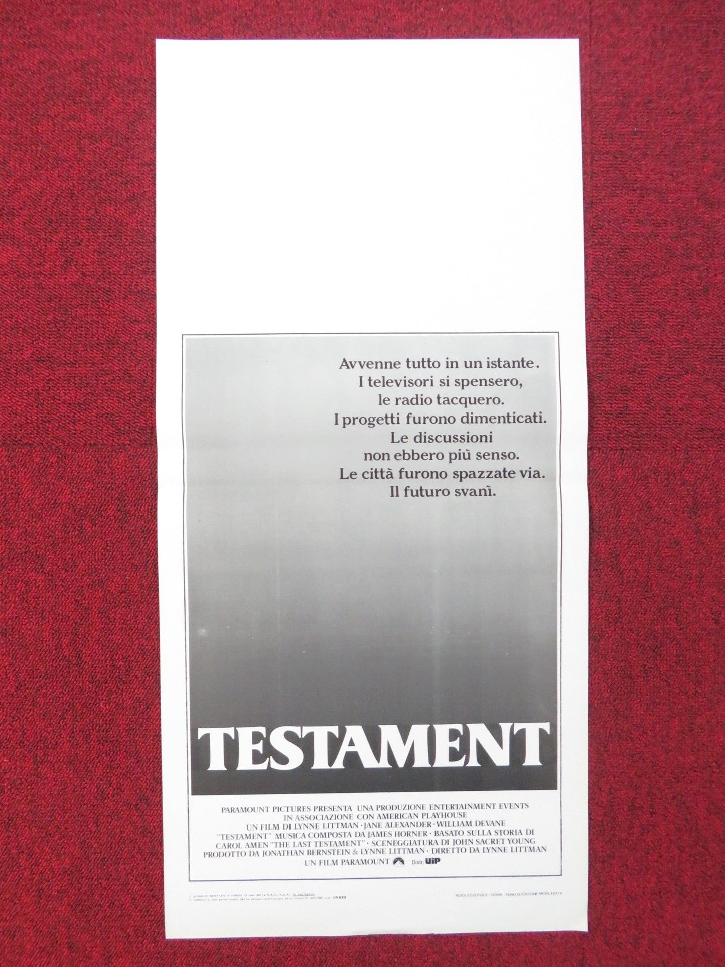 TESTAMENT ITALIAN LOCANDINA POSTER JANE ALEXANDER WILLIAM DEVANE 1984 Rendezvous Cinema Movie posters