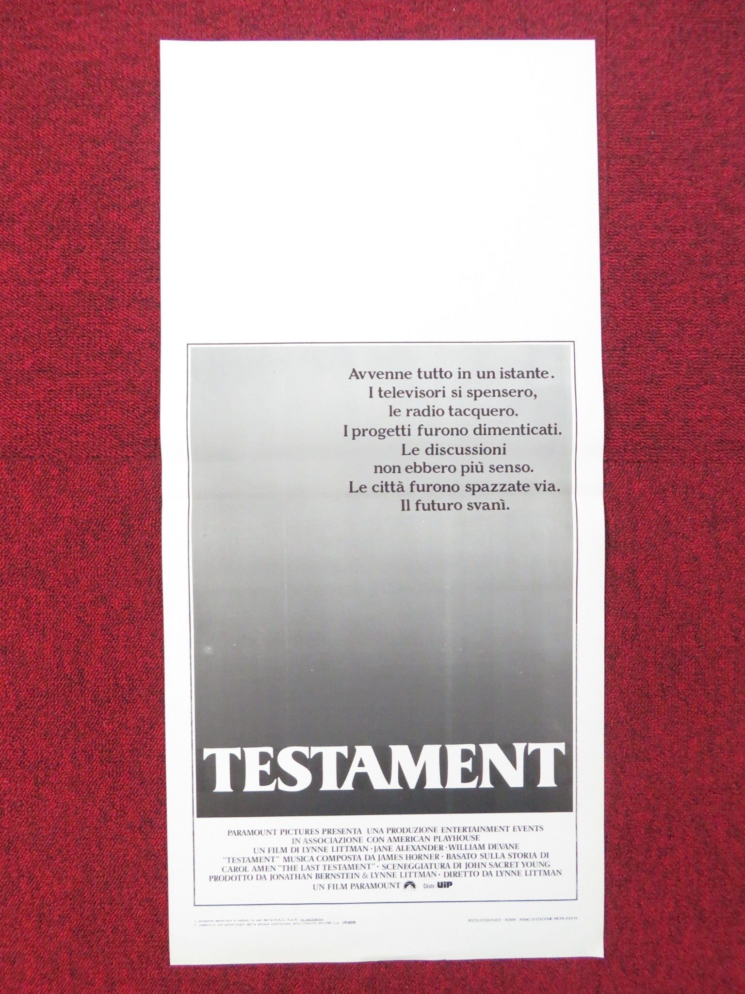 TESTAMENT ITALIAN LOCANDINA POSTER JANE ALEXANDER WILLIAM DEVANE 1984 Rendezvous Cinema Movie posters