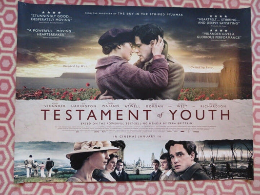 TESTAMENT OF YOUTH QUAD (30"x 40") ROLLED POSTER ALICIA VIKANDER KIT HARRINGTON Rendezvous Cinema Movie posters