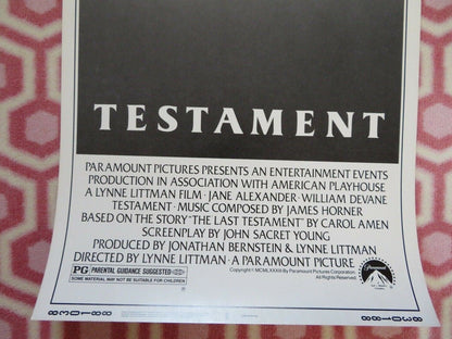 TESTAMENT US INSERT (14"x 36") POSTER JANE ALEXANDER WILLIAM DEVANE 1983 Movie posters