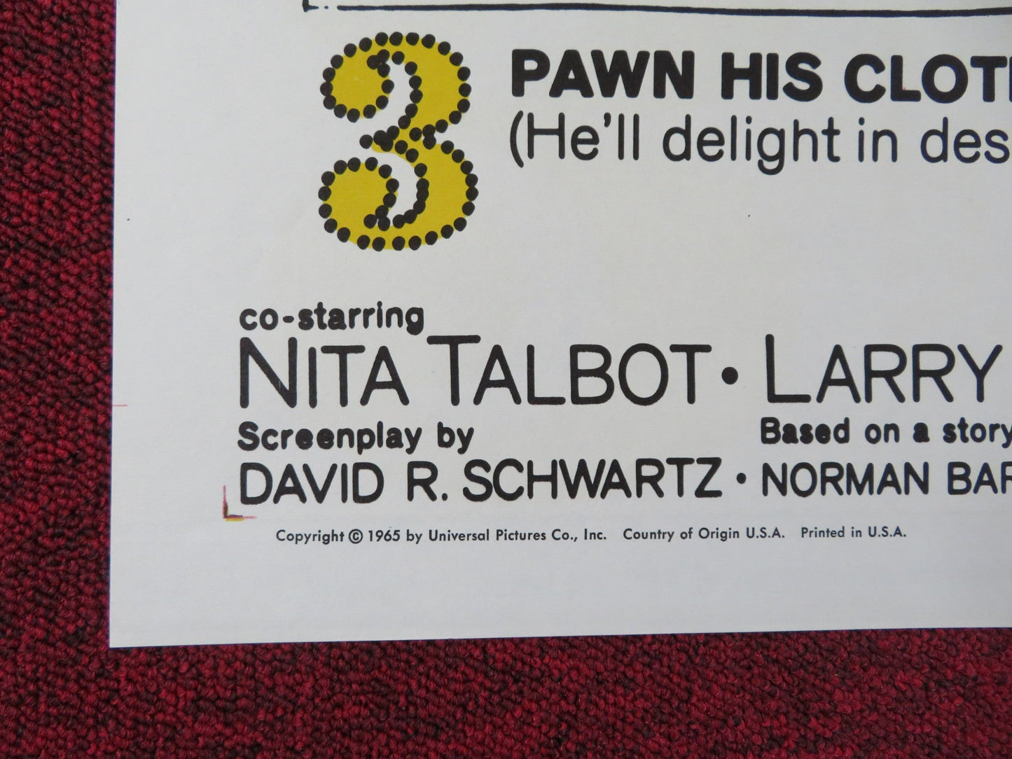 THAT FUNNY FEELING FOLDED US ONE SHEET POSTER SANDRA DEE BOBBY DARIN 1965 Rendezvous Cinema Movie posters