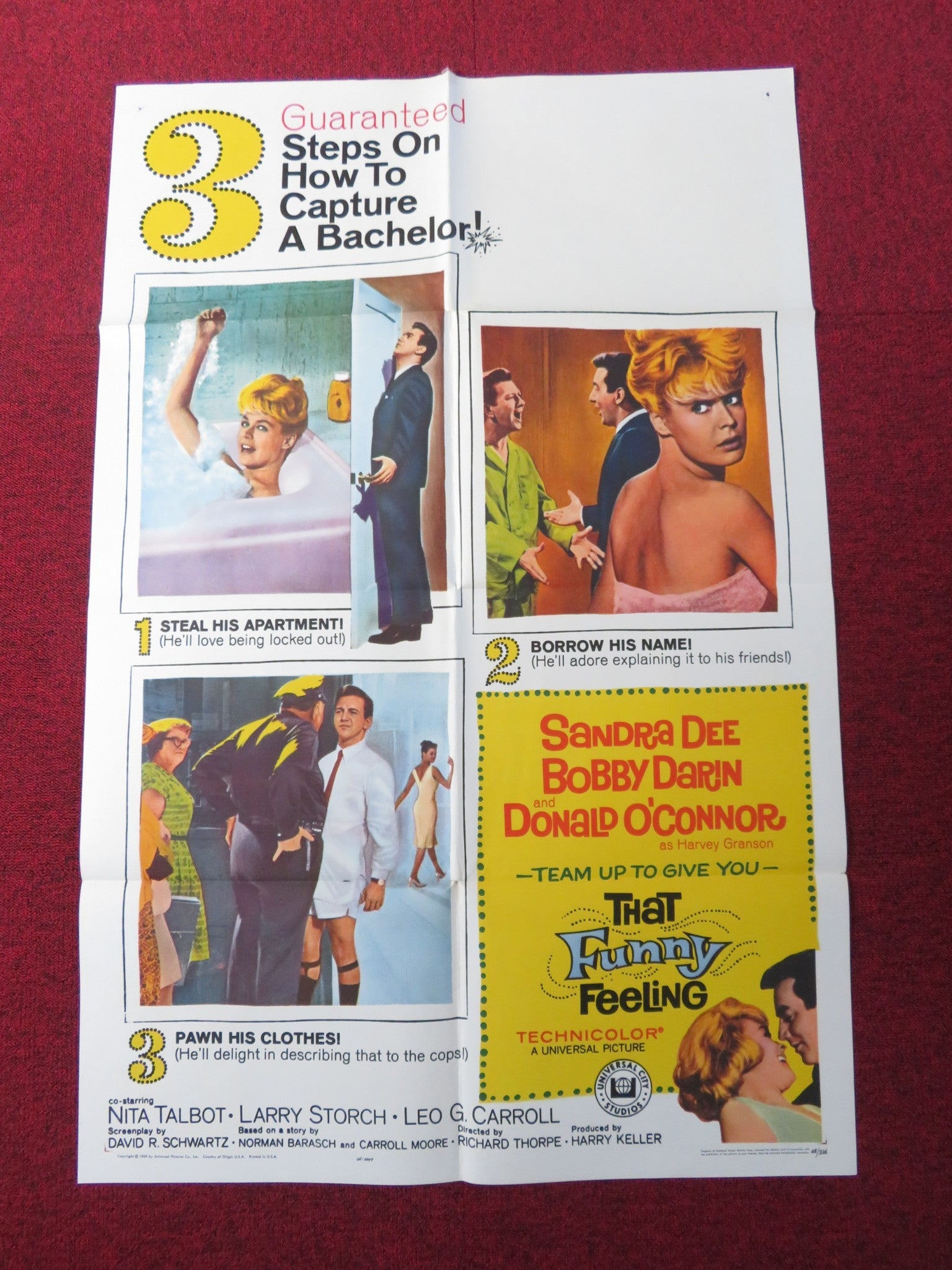 THAT FUNNY FEELING FOLDED US ONE SHEET POSTER SANDRA DEE BOBBY DARIN 1965 Rendezvous Cinema Movie posters