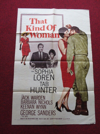 THAT KIND OF WOMAN FOLDED US ONE SHEET POSTER SOPHIA LOREN TAB HUNTER 1959 - Rendezvous Cinema