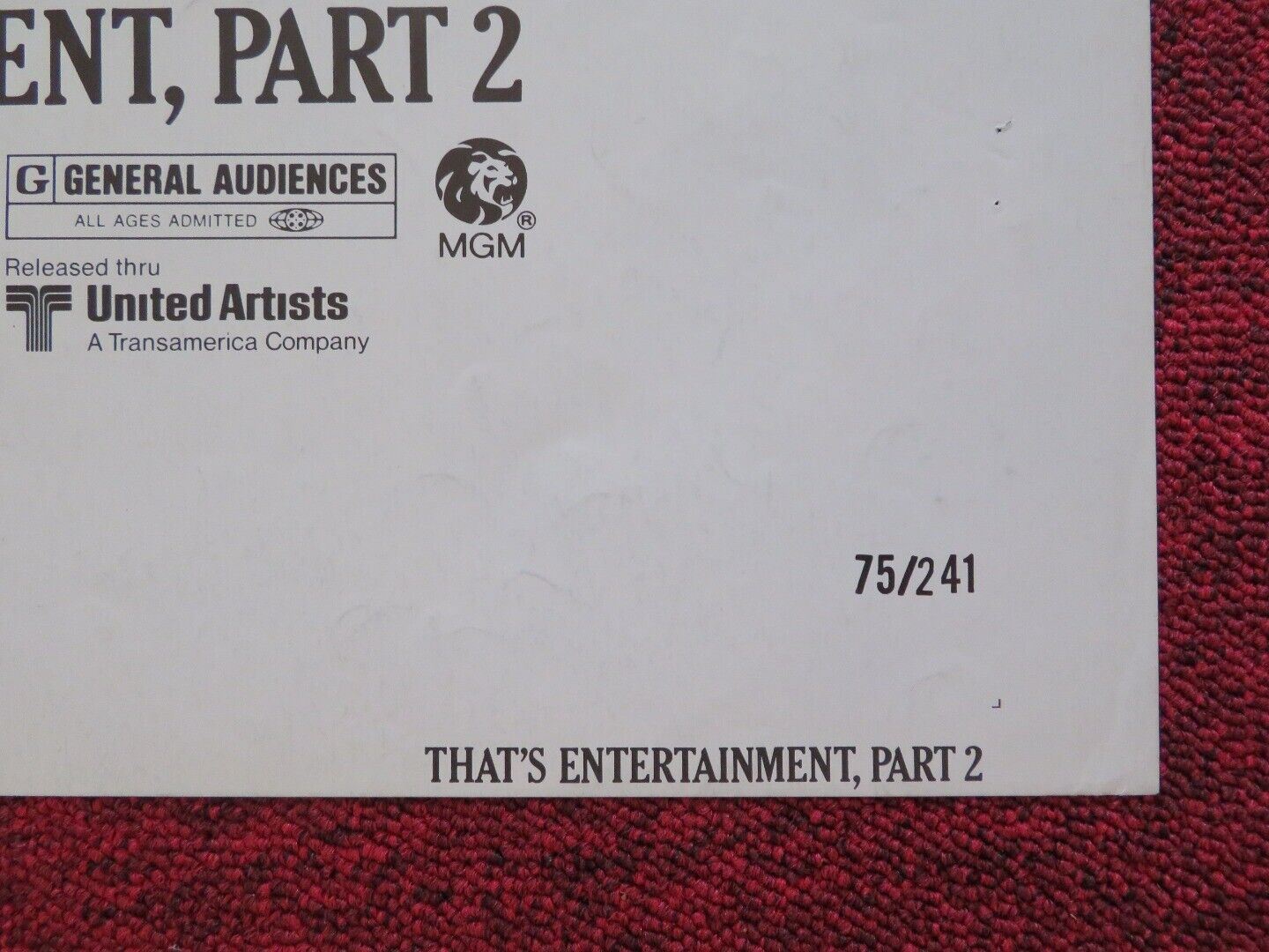 THAT'S ENTERTAINMENT PART 2 - STYLE C FOLDED US ONE SHEET POSTER F ASTAIRE 1976 Movie posters