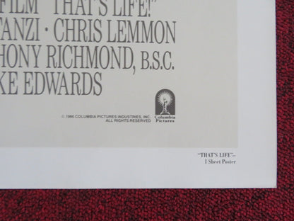 THAT'S LIFE FOLDED US ONE SHEET POSTER JACK LEMMON JULIE ANDREWS 1986 Rendezvous Cinema Movie posters