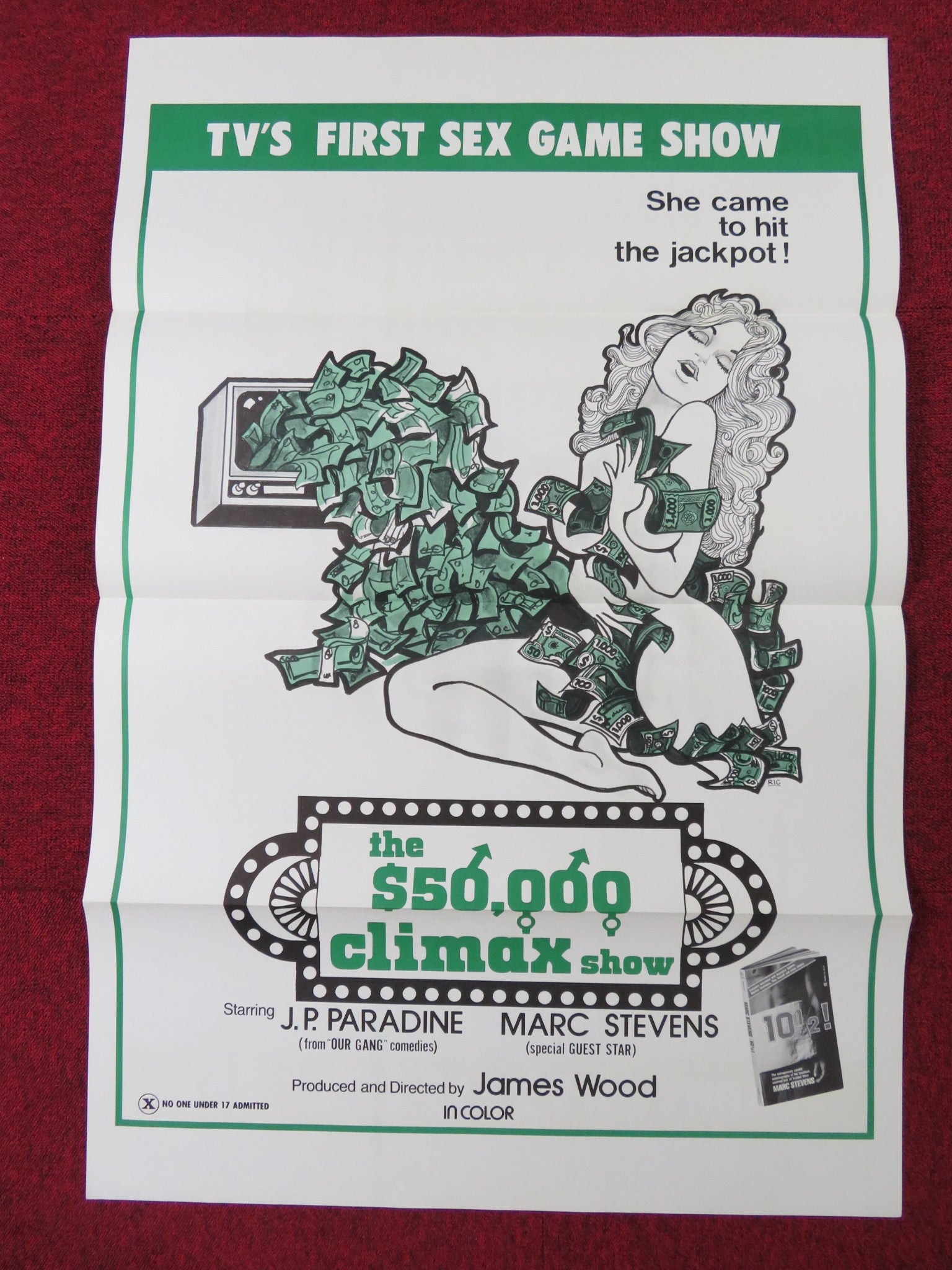 THE $50,000 CLIMAX SHOW US TRI FOLDED ONE SHEET ROLLED POSTER J.P PARADINE 1975 Rendezvous Cinema Movie posters