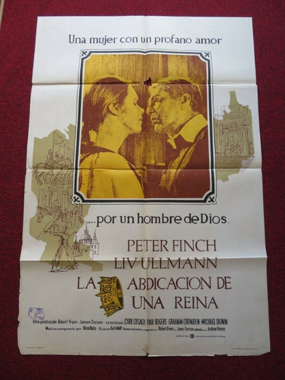 THE ABDICATION FOLDED ARGENTINA ONE SHEET POSTER PETER FINCH LIV ULLMANN 1974 Movie posters