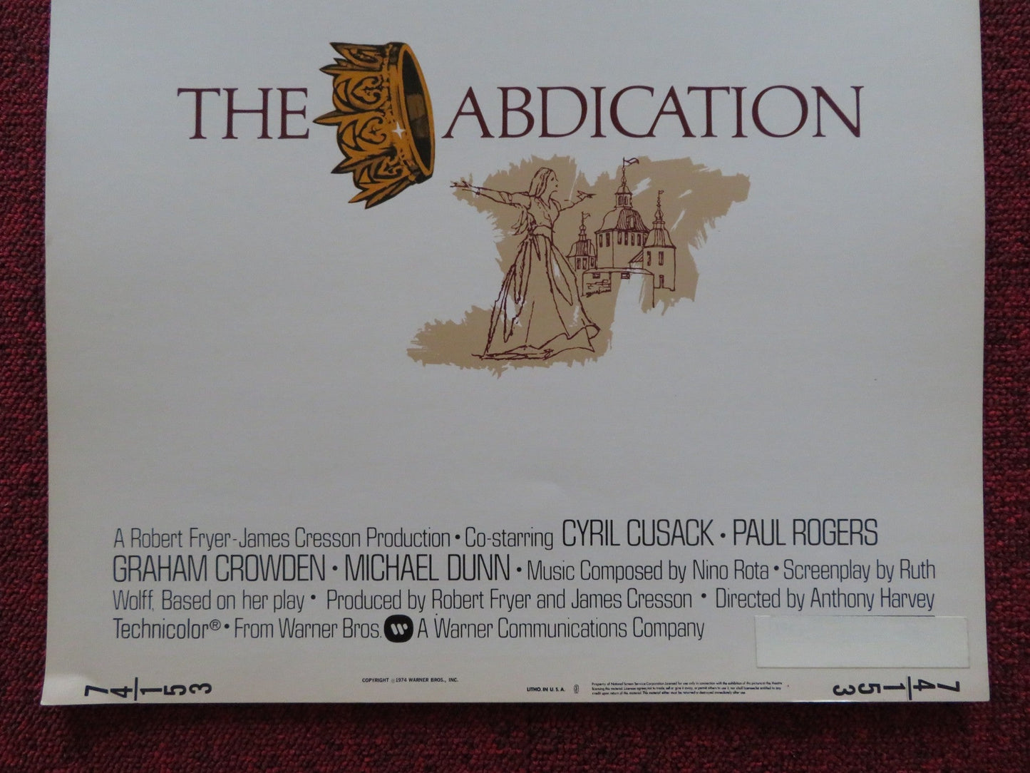 THE ABDICATION US INSERT (14"x 36") POSTER PETER FINCH LIV ULLMANN 1974 Rendezvous Cinema Movie posters