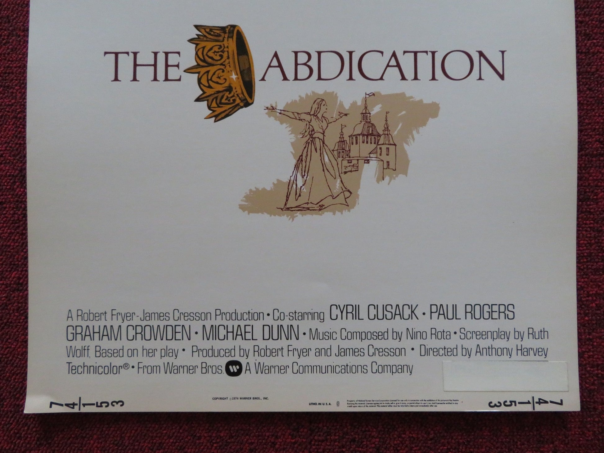 THE ABDICATION US INSERT (14"x 36") POSTER PETER FINCH LIV ULLMANN 1974 Rendezvous Cinema Movie posters