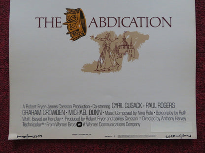 THE ABDICATION US INSERT (14"x 36") POSTER PETER FINCH LIV ULLMANN 1974 Rendezvous Cinema Movie posters