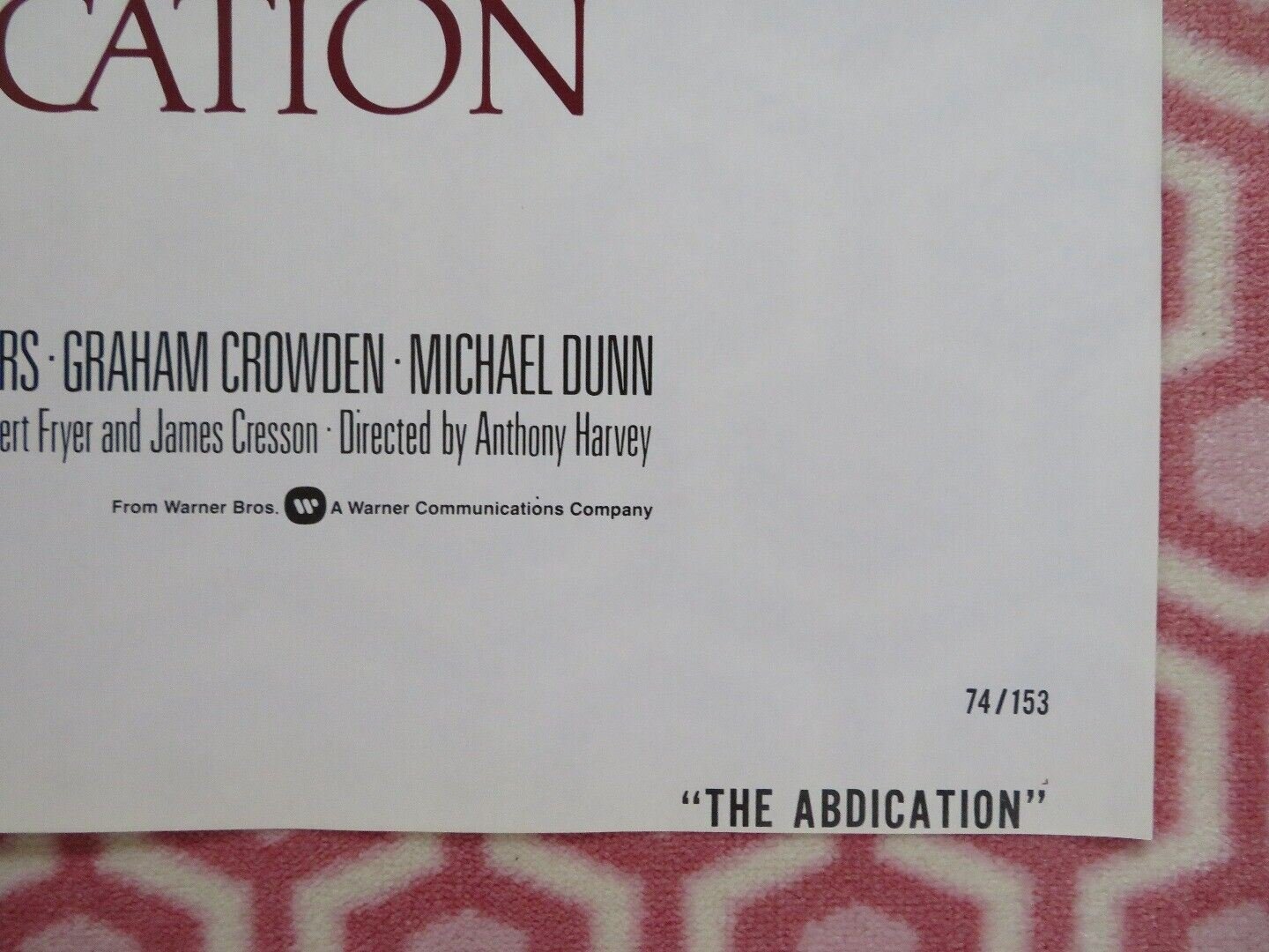 THE ABDICATION US ONE SHEET POSTER PETER FINCH LIV ULLMANN 1974 Movie posters