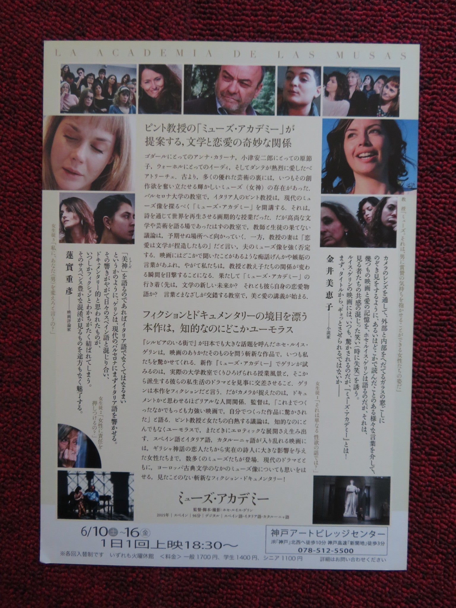 THE ACADEMY OF MUSES JAPANESE CHIRASHI (B5) POSTER JOSÉ LUIS GUERÍN 2015 Rendezvous Cinema Movie posters