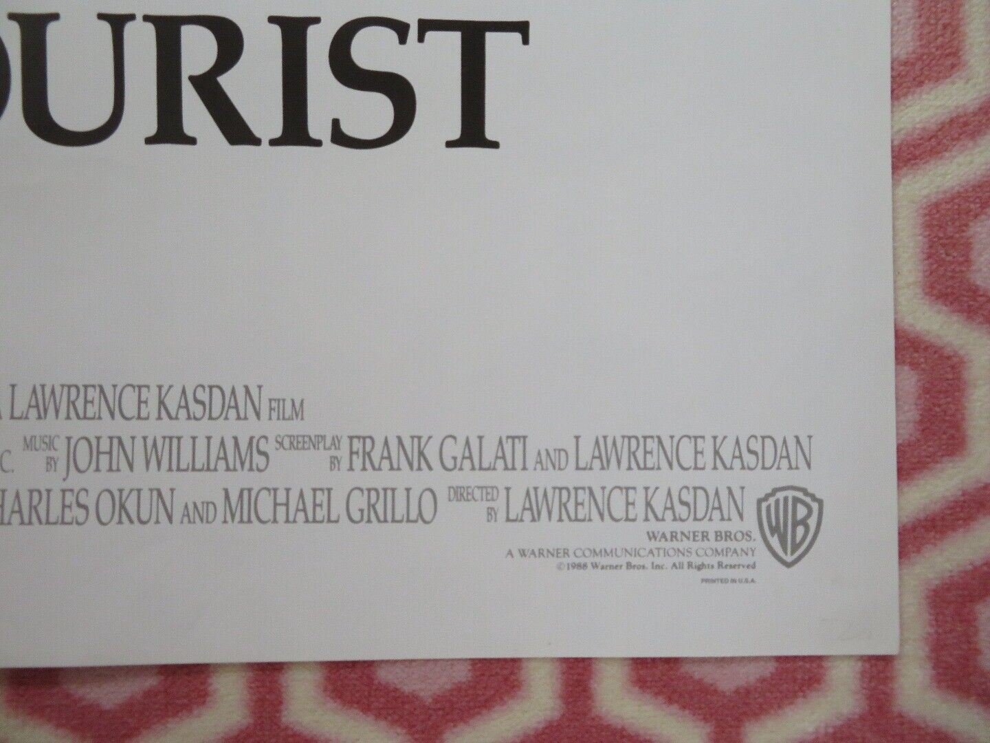 THE ACCIDENTAL TOURIST US ONE SHEET POSTER WILLIAM HURT KATHLEEN TURNER 1988 Movie posters