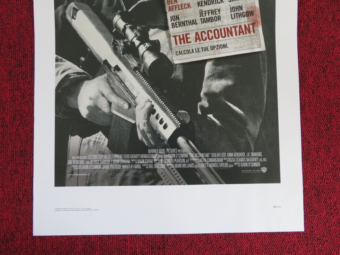 THE ACCOUNTANT ITALIAN LOCANDINA (27.5"x13") POSTER BEN AFFLECK 2016 Movie posters