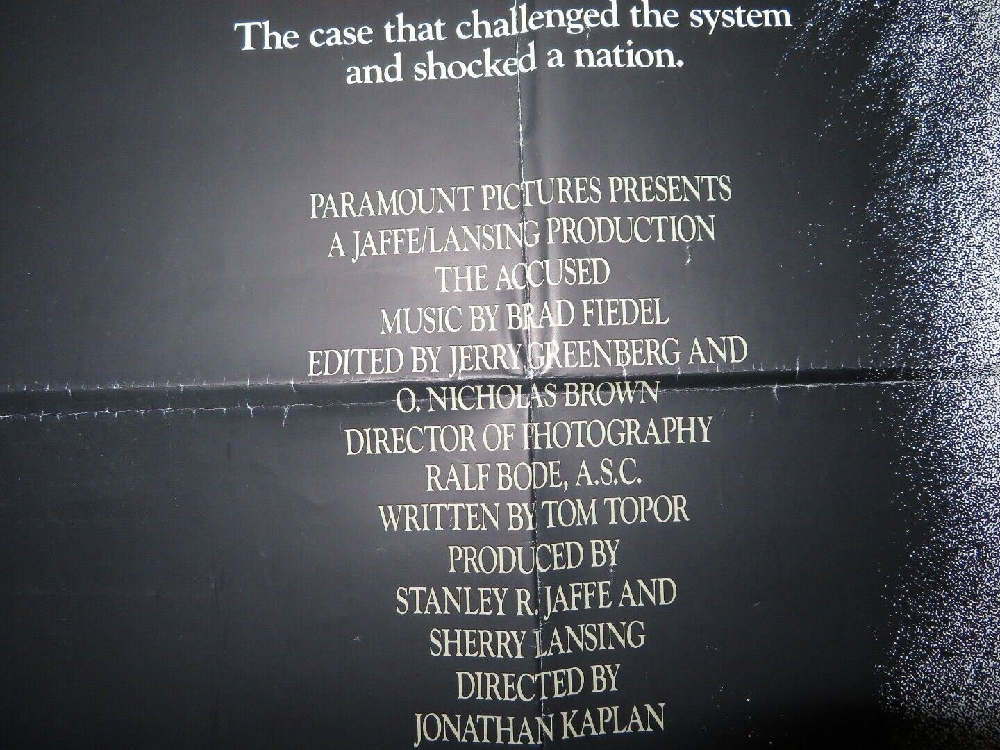 THE ACCUSED FOLDED US ONE SHEET POSTER JODIE FOSTER KELLY MCGILLIS 1988 Movie posters