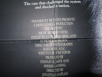 THE ACCUSED FOLDED US ONE SHEET POSTER JODIE FOSTER KELLY MCGILLIS 1988 Movie posters