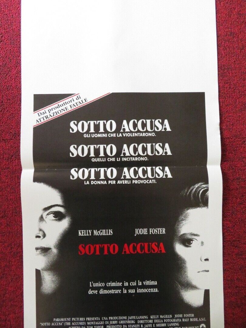 THE ACCUSED ITALIAN LOCANDINA (27.5"x13") POSTER JODIE FOSTER KELLY MCGILLIS '88 Movie posters