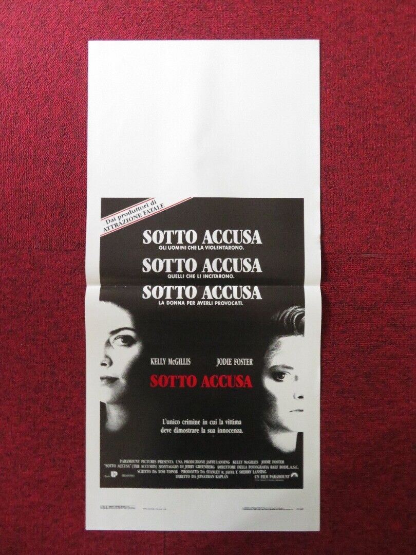THE ACCUSED ITALIAN LOCANDINA (27.5"x13") POSTER JODIE FOSTER KELLY MCGILLIS '88 Movie posters