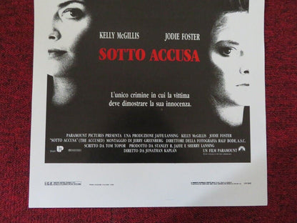 THE ACCUSED ITALIAN LOCANDINA (27.5"x13") POSTER JODIE FOSTER KELLY MCGILLIS '88 Movie posters
