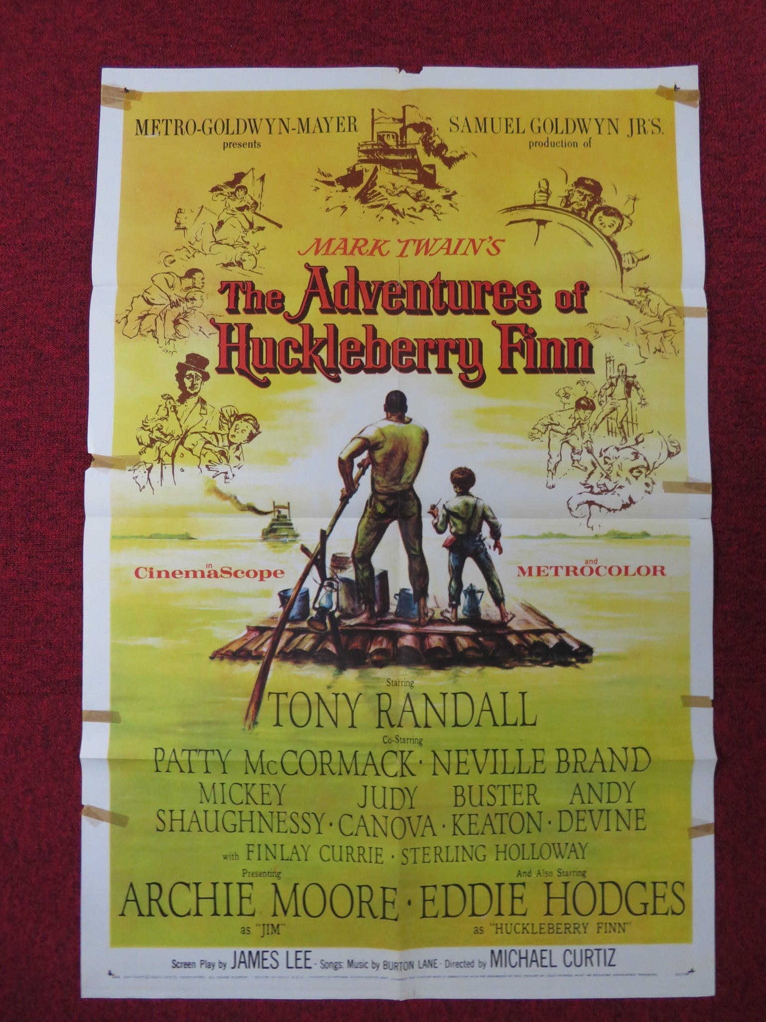 THE ADVENTURES OF HUCKLEBERRY FINN FOLDED US ONE SHEET POSTER TONY RANDALL 1960 Rendezvous Cinema Movie posters