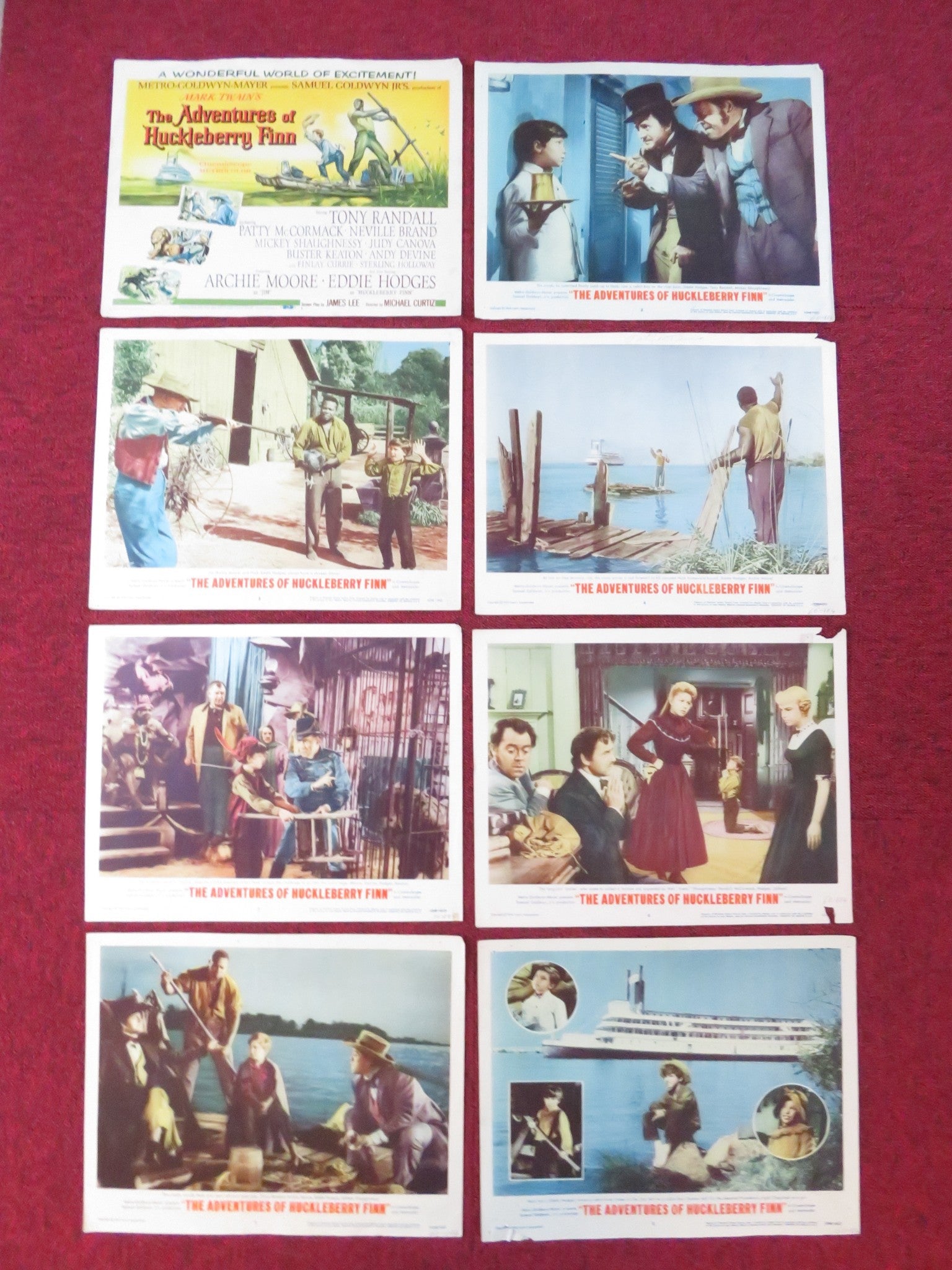 THE ADVENTURES OF HUCKLEBERRY FINN US LOBBY CARD FULL SET TONY RANDALL 1960 Rendezvous Cinema Movie posters