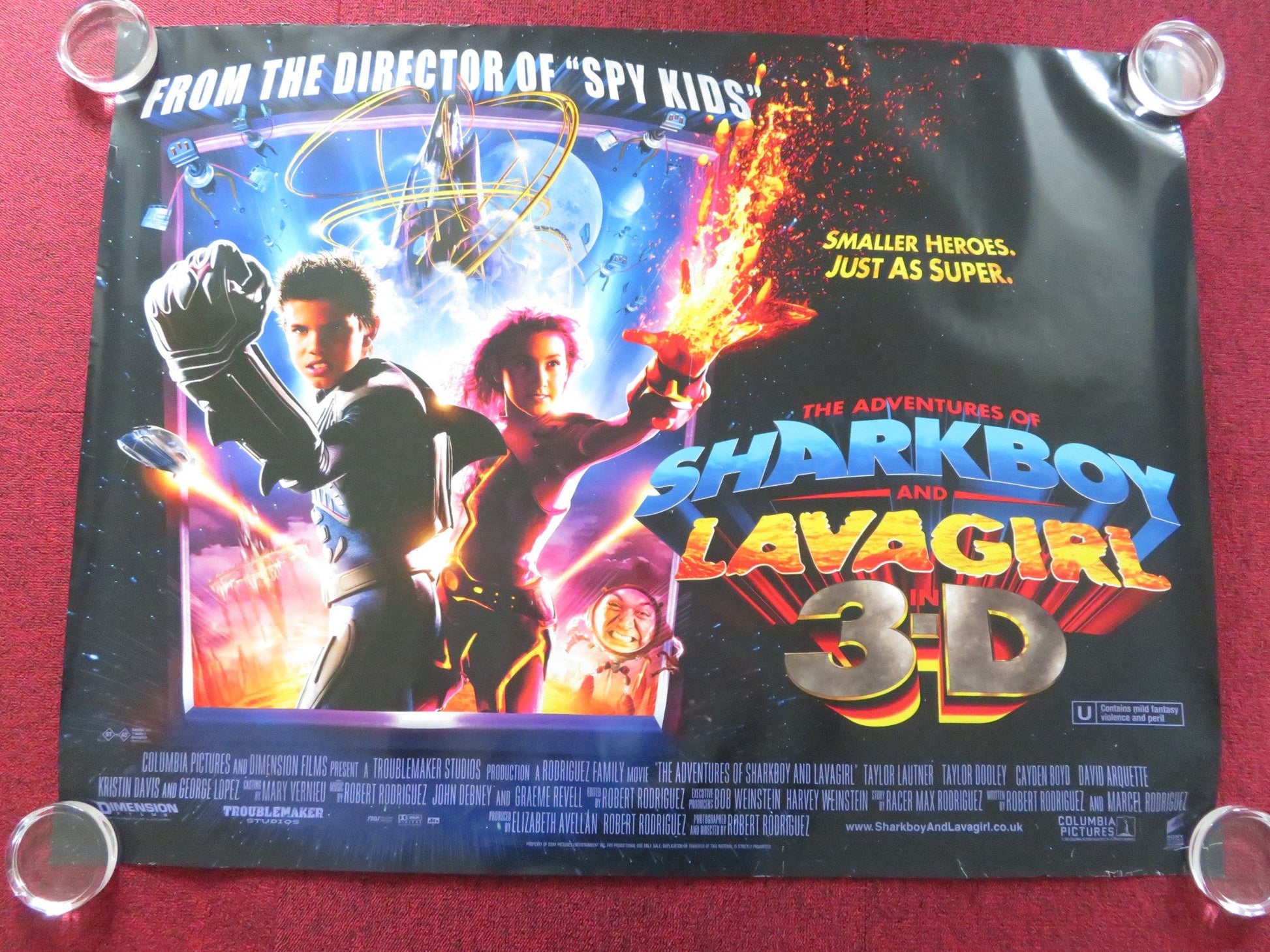 THE ADVENTURES OF SHARKBOY AND LAVAGIRL 3 - D UK QUAD (30"x 40") ROLLED POSTER '05 Rendezvous Cinema Movie posters