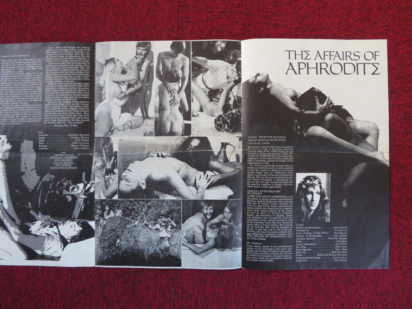 THE AFFAIRS OF APHRODITE - FOLDED PRESSBOOK UNCUT CANYON FILMS A. MAYNARD 1970 Rendezvous Cinema Movie posters