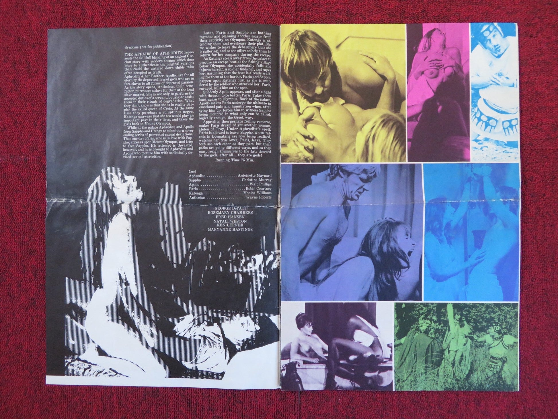 THE AFFAIRS OF APHRODITE - FOLDED PRESSBOOK UNCUT CANYON FILMS A. MAYNARD 1970 Rendezvous Cinema Movie posters