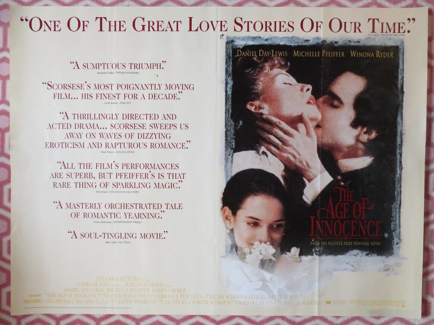 THE AGE OF INNOCENCE QUAD (30"x 40") ROLLED POSTER DANIEL DAY LEWIS M. SCORSESE - Rendezvous Cinema
