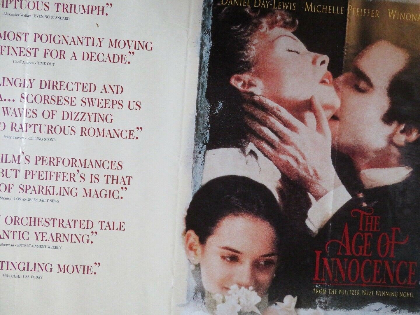 THE AGE OF INNOCENCE QUAD (30"x 40") ROLLED POSTER DANIEL DAY LEWIS M. SCORSESE - Rendezvous Cinema