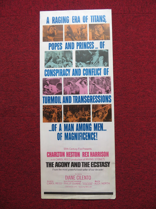 THE AGONY AND THE ECSTASY US INSERT (14"x 36") POSTER CHARLTON HESTON 1965 Rendezvous Cinema Movie posters