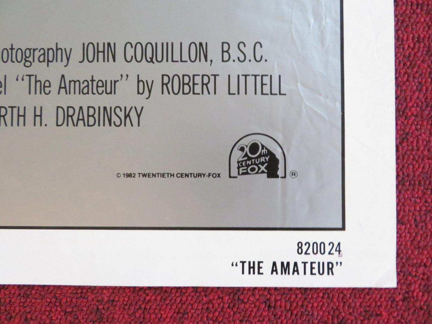 THE AMATEUR FOLDED US ONE SHEET POSTER JOHN SAVAGE CHRISTOPHER PLUMMER 1982 Rendezvous Cinema Movie posters