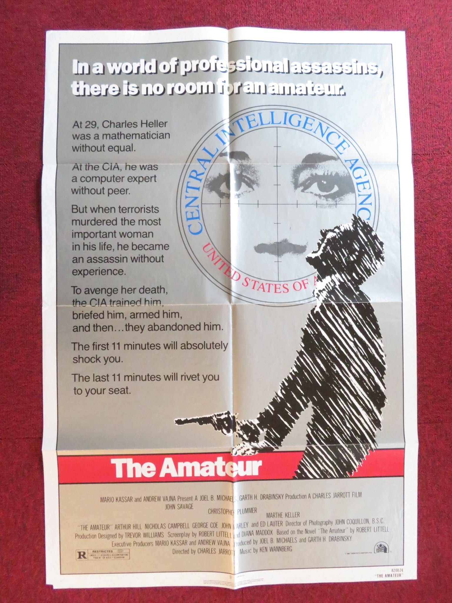 THE AMATEUR FOLDED US ONE SHEET POSTER JOHN SAVAGE CHRISTOPHER PLUMMER 1982 Rendezvous Cinema Movie posters