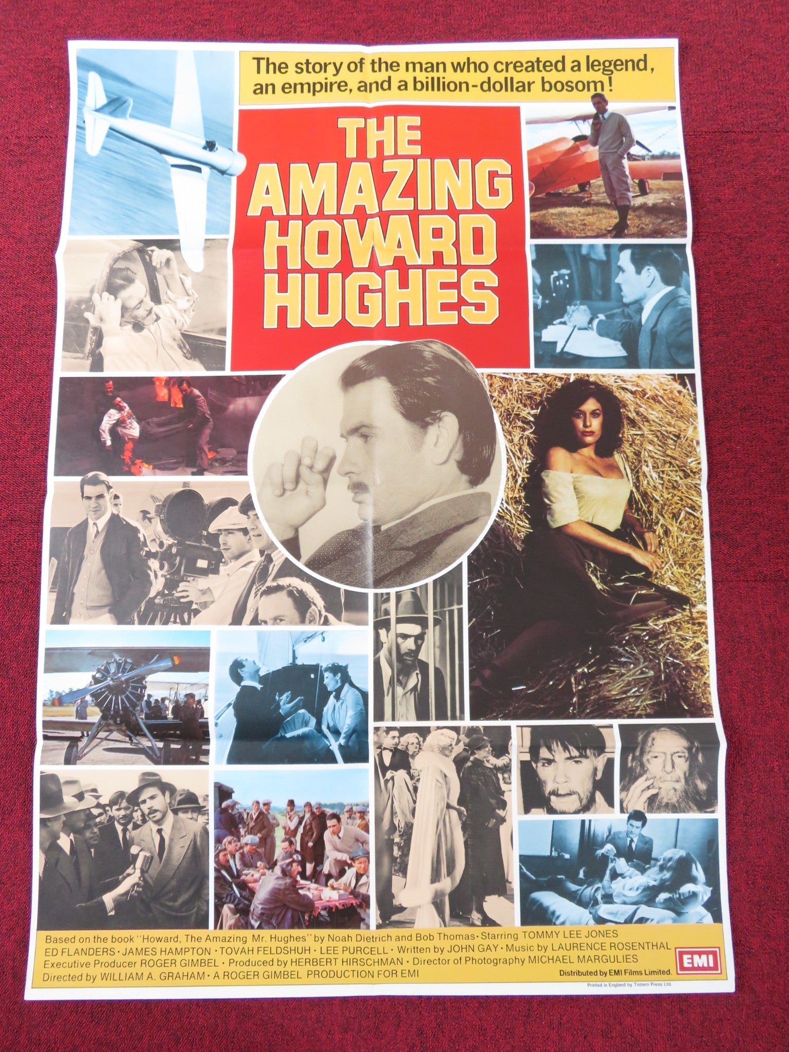 THE AMAZING HOWARD HUGHES FOLDED UK ONE SHEET POSTER TOMMY LEE JONES 1977 Rendezvous Cinema Movie posters