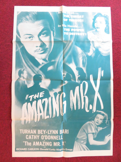 THE AMAZING MR. X FOLDED US ONE SHEET POSTER TURHAN BEY LYNN BARI 1948 Rendezvous Cinema Movie posters
