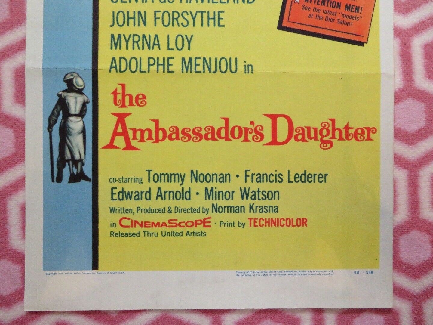 THE AMBASSADOR'S DAUGHTER US INSERT (14"x 36") POSTER OLIVA DE HAVILLAND 1956 Movie posters