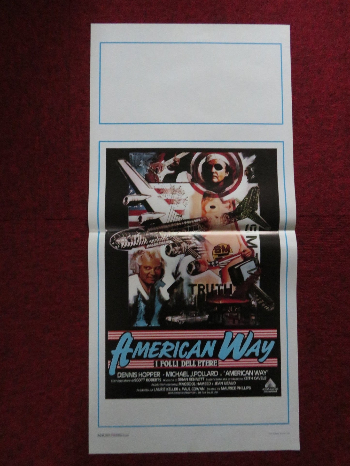 THE AMERICAN WAY ITALIAN LOCANDINA POSTER DENNIS HOPPER MICHAEL J. POLLARD 1988 Rendezvous Cinema Movie posters
