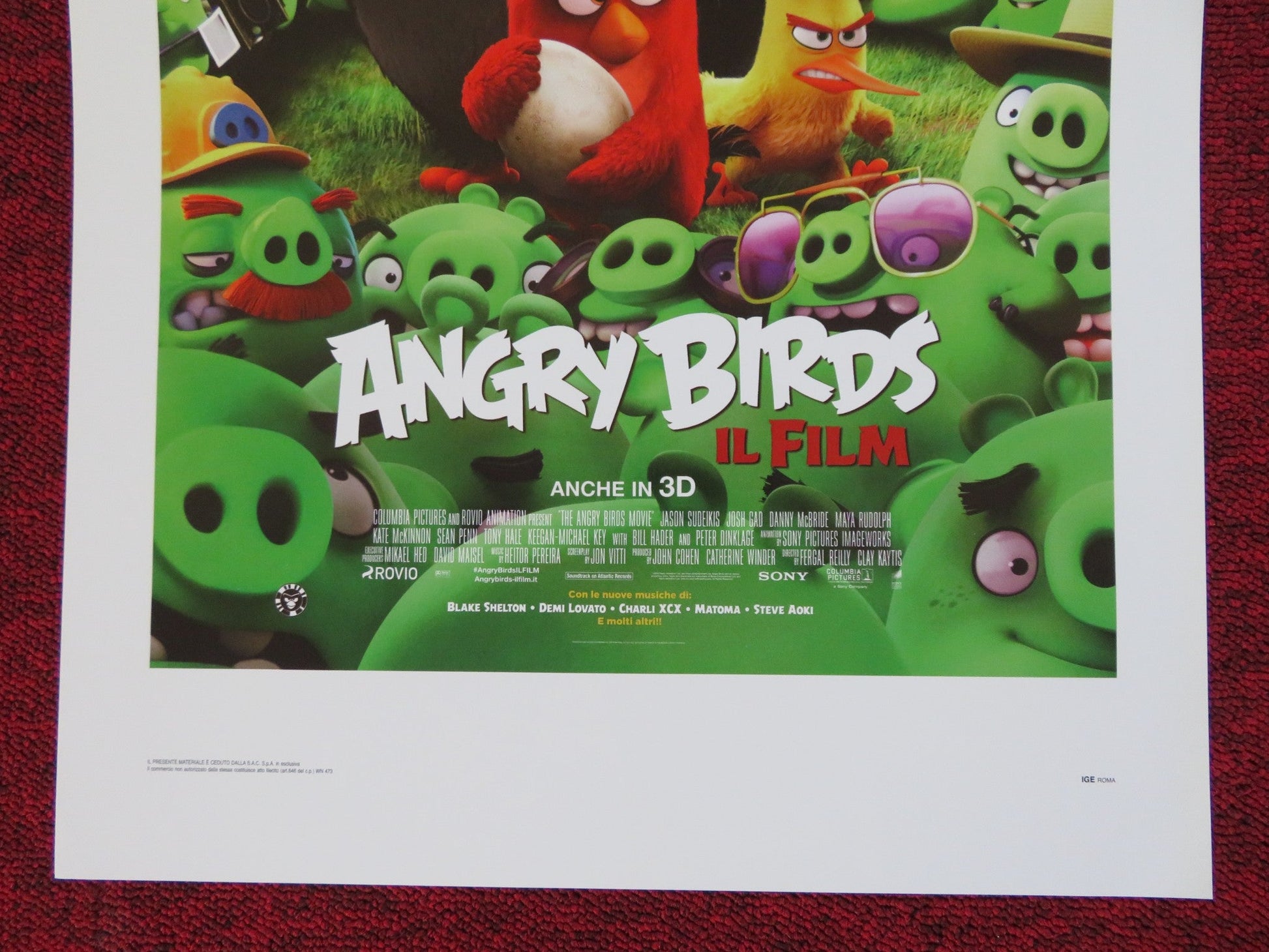 THE ANGRY BIRDS MOVIE ITALIAN LOCANDINA (27.5"x13") POSTER JASON SUDEIKIS 2016 Rendezvous Cinema Movie posters