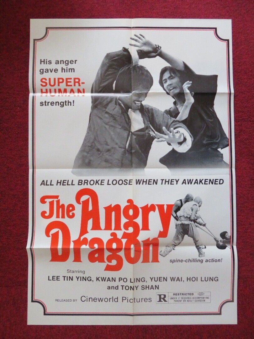 THE ANGRY DRAGON FOLDED US ONE SHEET POSTER TIEN YING LI 1973 Movie posters