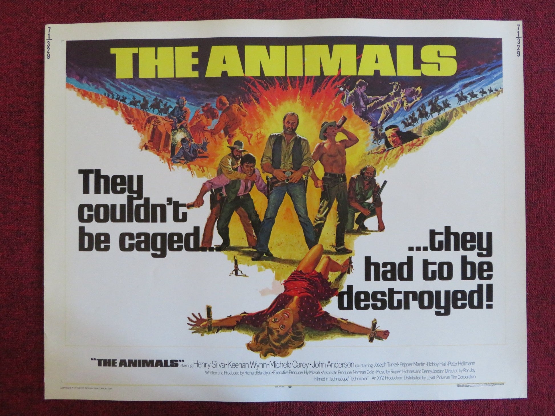 THE ANIMALS US HALF SHEET (22"x 28") POSTER HENRY SILVA KEENAN WYNN 1971 Rendezvous Cinema Movie posters