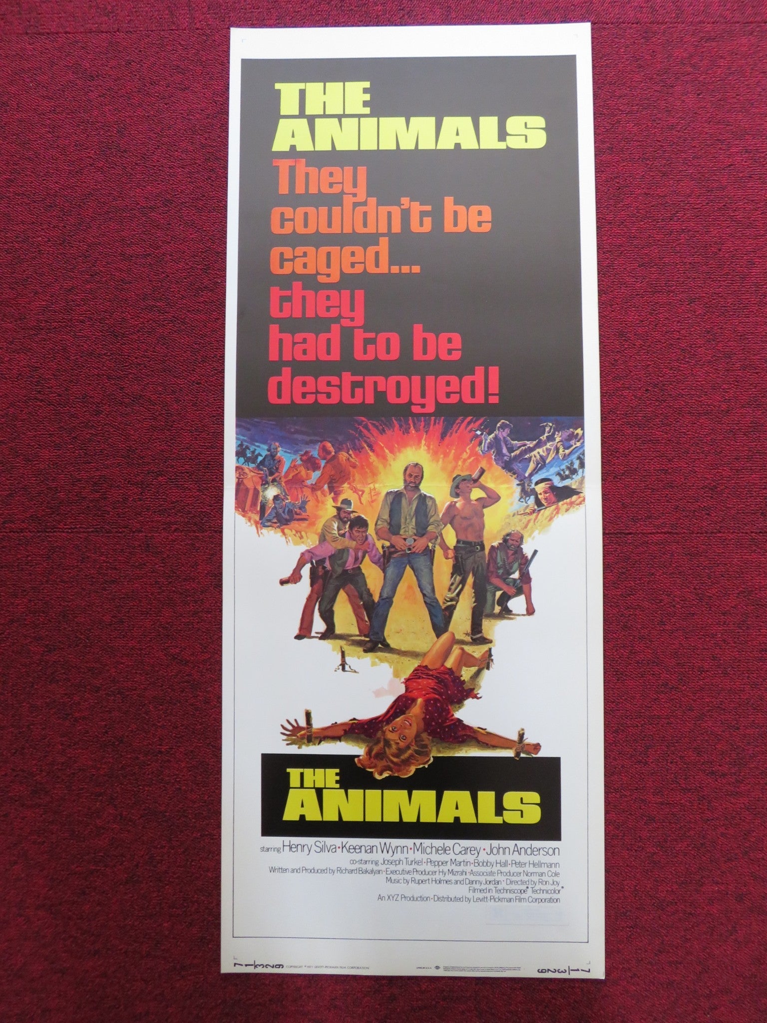 THE ANIMALS US INSERT (14"x 36") POSTER HENRY SILVA KEENAN WYNN 1971 Rendezvous Cinema Movie posters