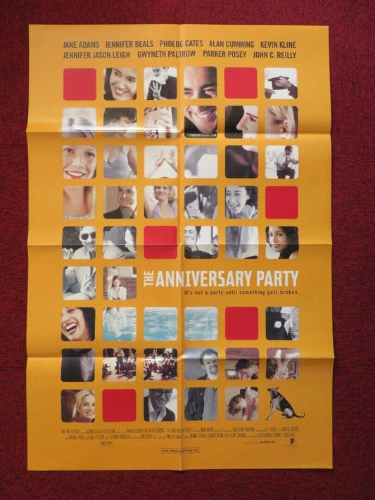 THE ANNIVERSARY PARTY FOLDED US ONE SHEET POSTER JANE ADAMS KEVIN KLINE 2001 Movie posters