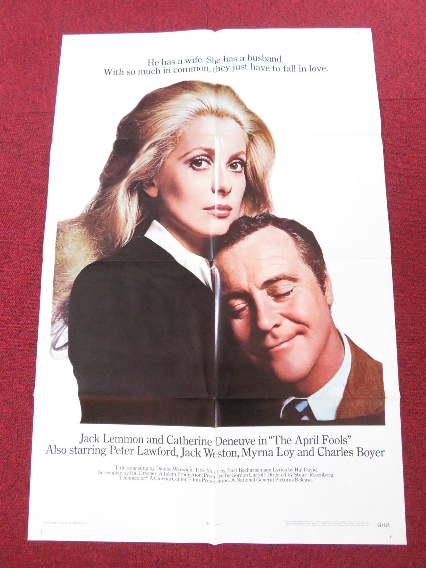THE APRIL FOOLS FOLDED US ONE SHEET POSTER JACK LEMMON CATHERINE DENEUVE 1969 Rendezvous Cinema Movie posters