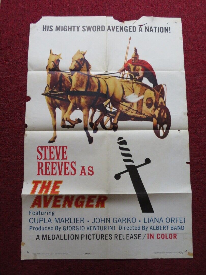 THE AVENGER FOLDED US ONE SHEET POSTER STEVE REEVES CUPLA MARLIER 1964 - Rendezvous Cinema
