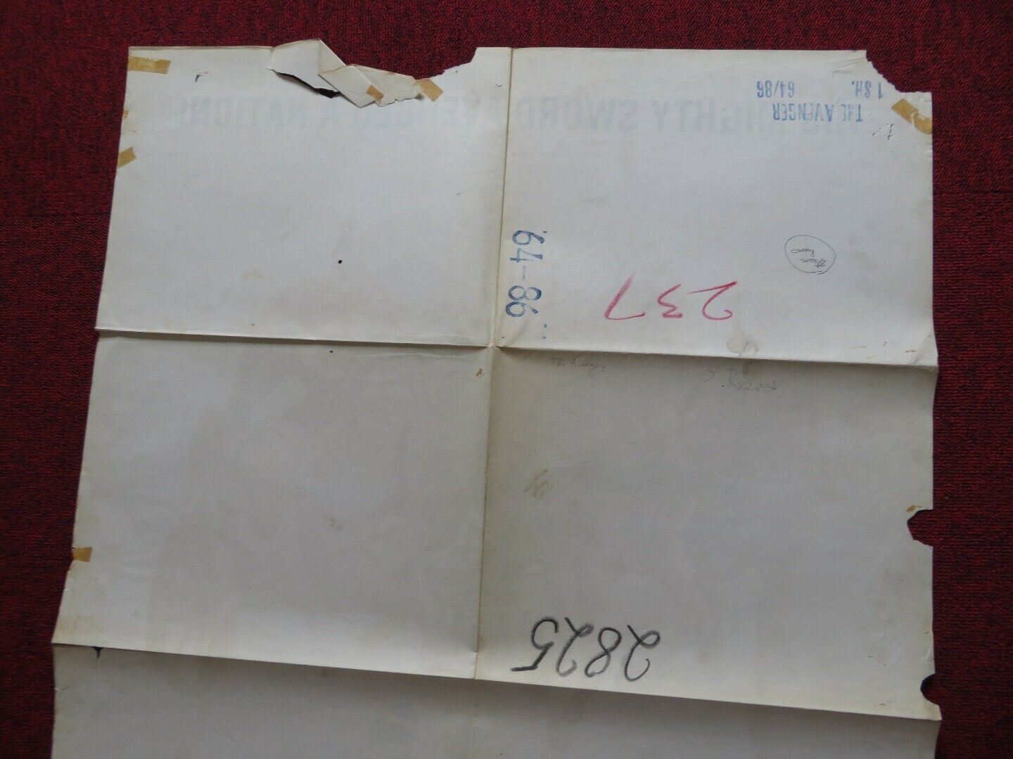 THE AVENGER FOLDED US ONE SHEET POSTER STEVE REEVES CUPLA MARLIER 1964 - Rendezvous Cinema